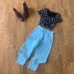 Velvet Floral Crop Top